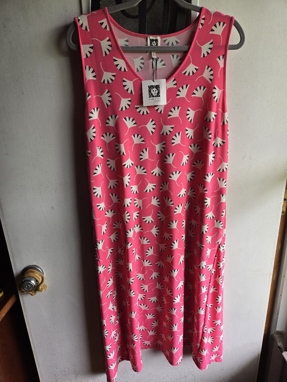 Anne Klein Camellia/Anne Pink Graphic Print Sleeveless Dress NWT